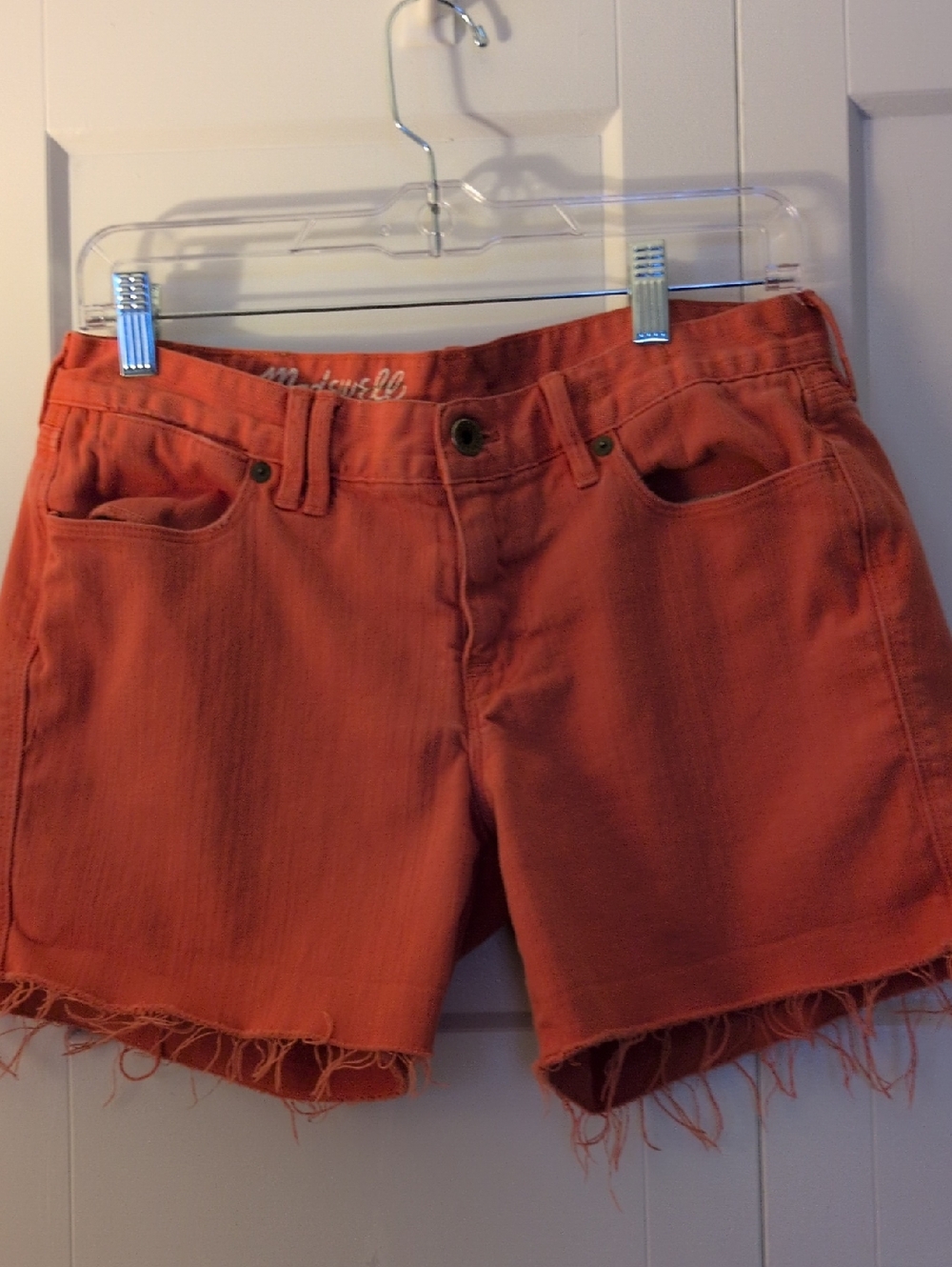 Madewell Frayed Hem Jean Shorts - Coral
